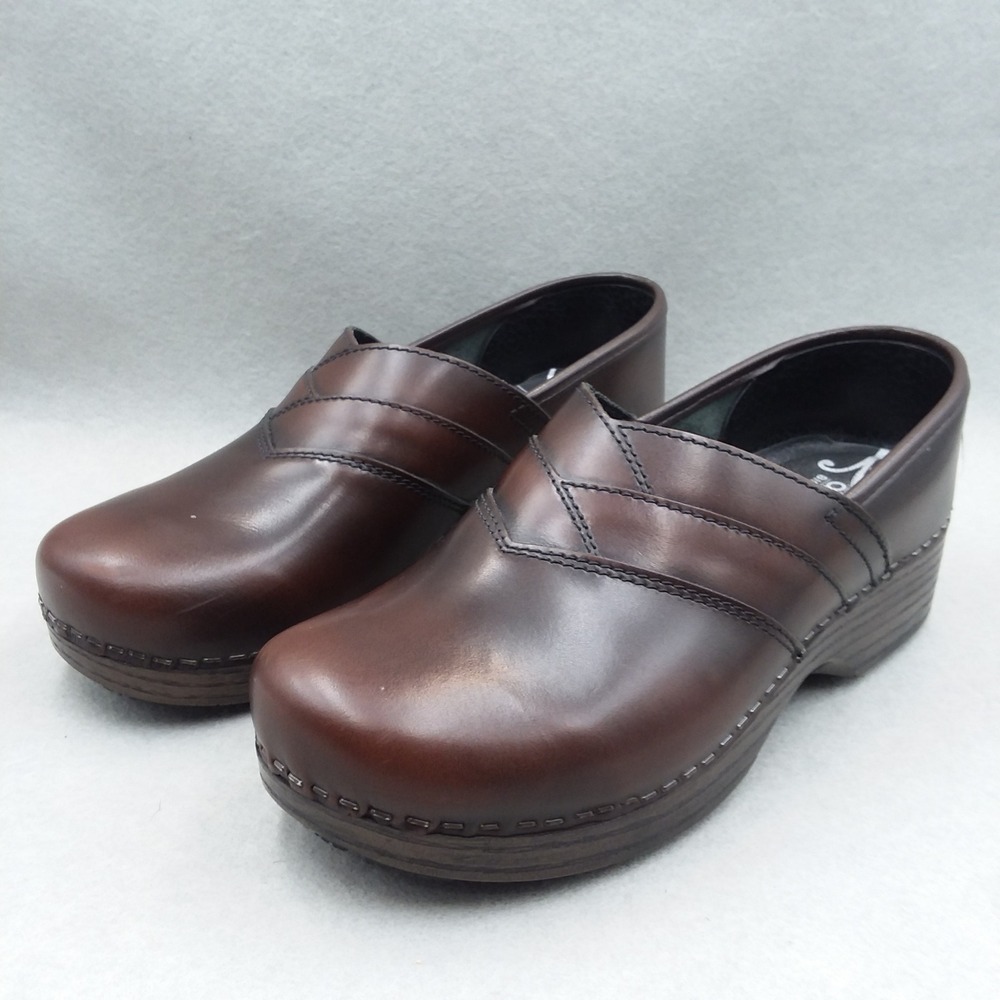 Women's Brown Leather Slip-On Clog Mule - Comfortable Everyday Wear
